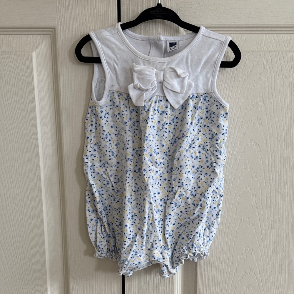 Janie and Jack White and Blue Floral Tank Romper